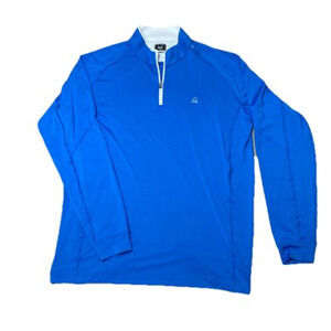 Deolax Mens 1/4 Zip Golf Pullover Sz XXL New Long Sleeve Blue stretch embroider